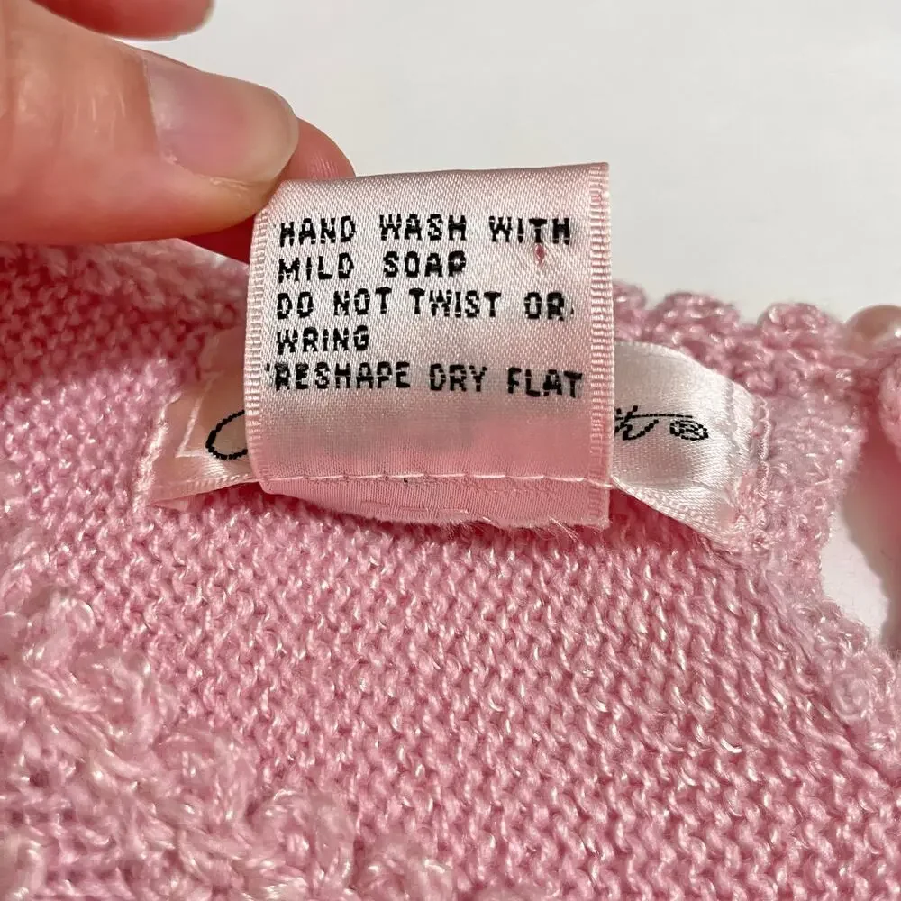 VTG Jaclyn Smith Womens Knit Sweater M Pastel Pink Beaded Coquette Floral Dainty - Picture 12 of 16